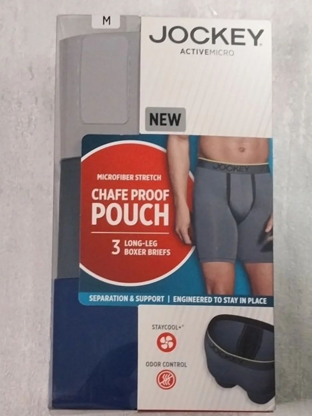 Jockey ActiveMicro Long-Leg Boxer Briefs — Gray/blue